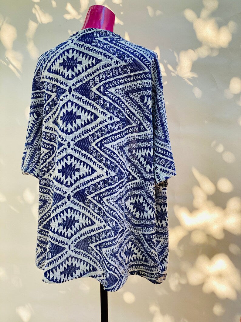 Women's knitted cardigan Haylis, blue-white