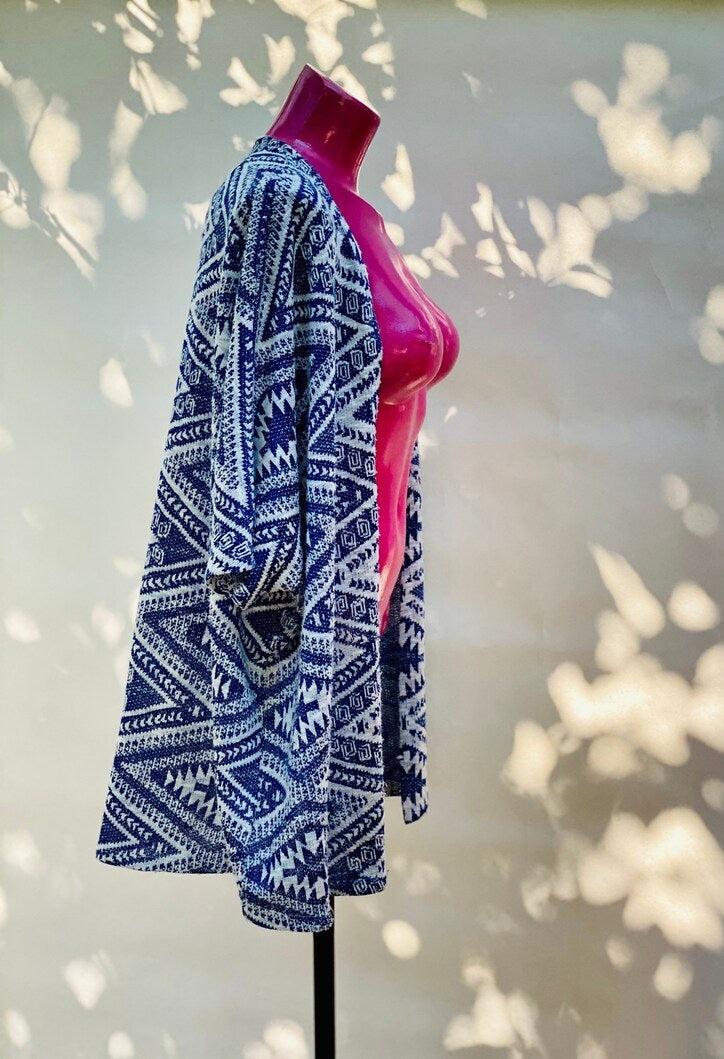 Women's knitted cardigan Haylis, blue-white