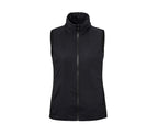 Women's long quilted vest with hood, dark blue 