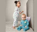 Set of 2 children's long-sleeved T-shirts, blue 
