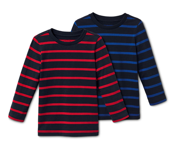 Set of 2 children's long-sleeved T-shirts, blue 