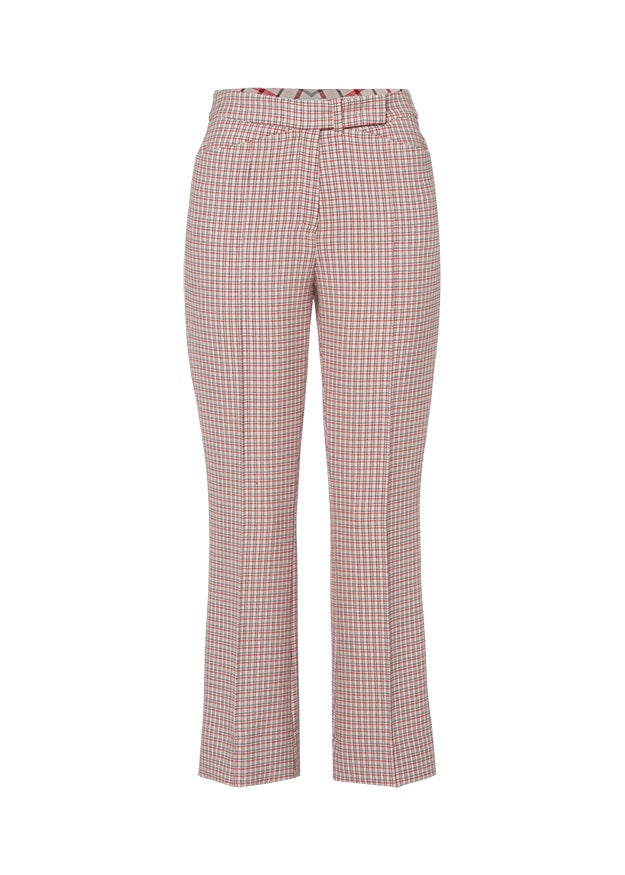 Riani Women's 7/8 high-waisted trousers, checked-pink