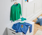 Set of 2 children's long-sleeved T-shirts, blue and green 
