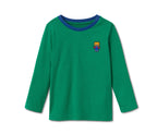 Set of 2 children's long-sleeved T-shirts, blue and green 