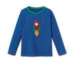 Set of 2 children's long-sleeved T-shirts, blue and green 