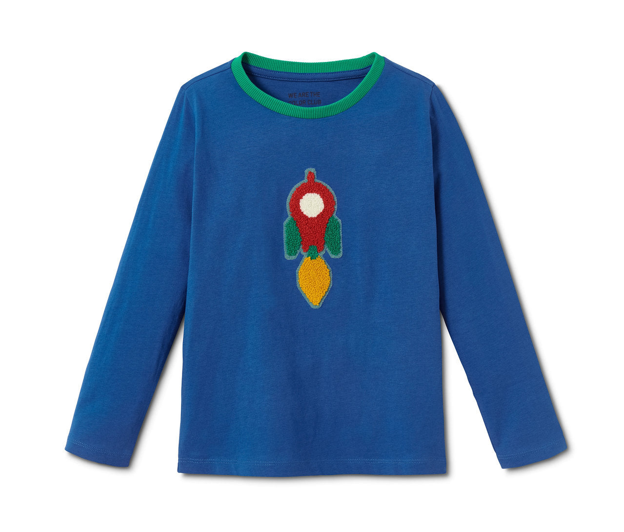 Set of 2 children's long-sleeved T-shirts, blue and green 