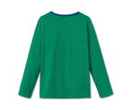 Set of 2 children's long-sleeved T-shirts, blue and green 