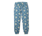 Children's cotton pants, blue with floral print