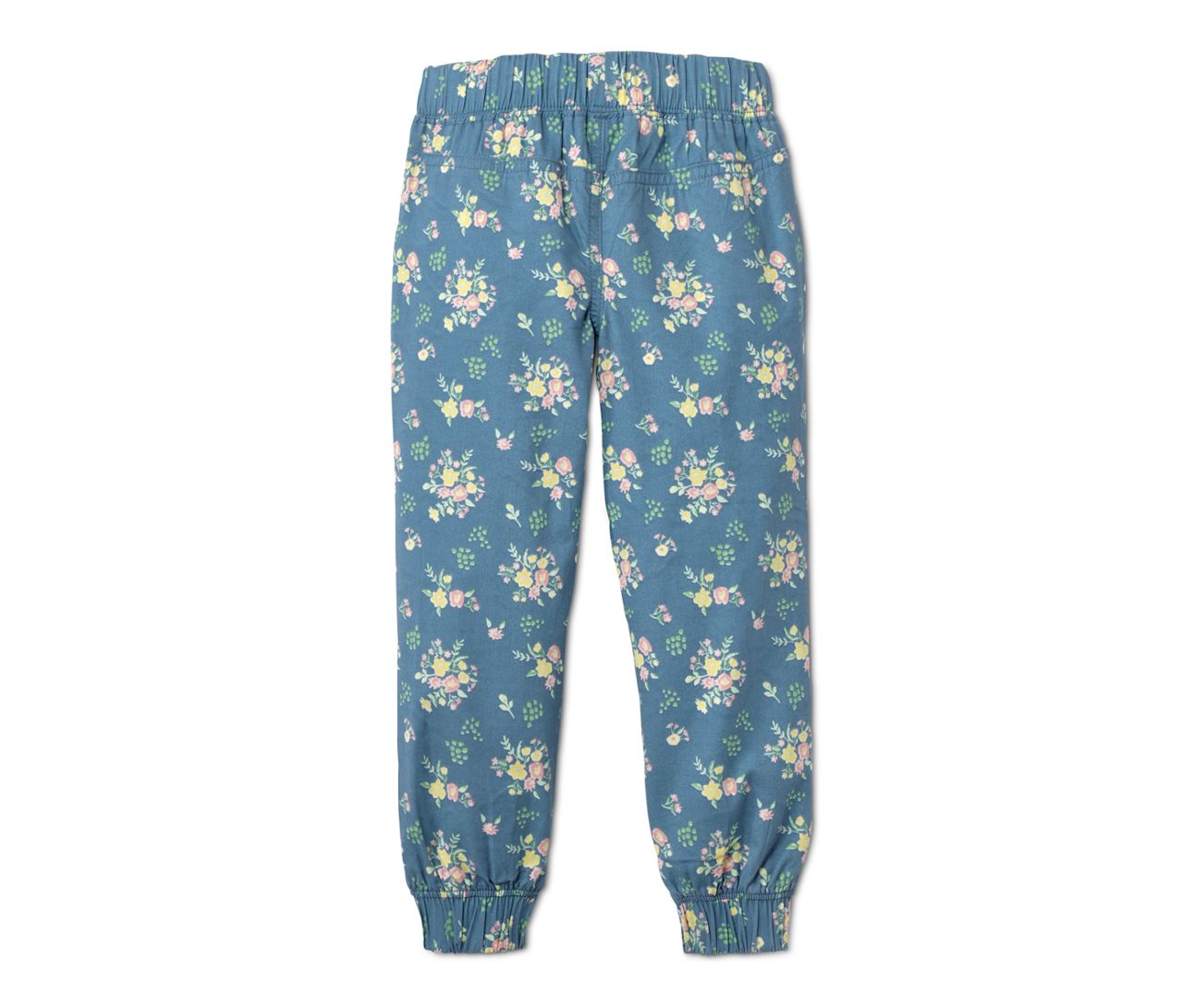 Children's cotton pants, blue with floral print