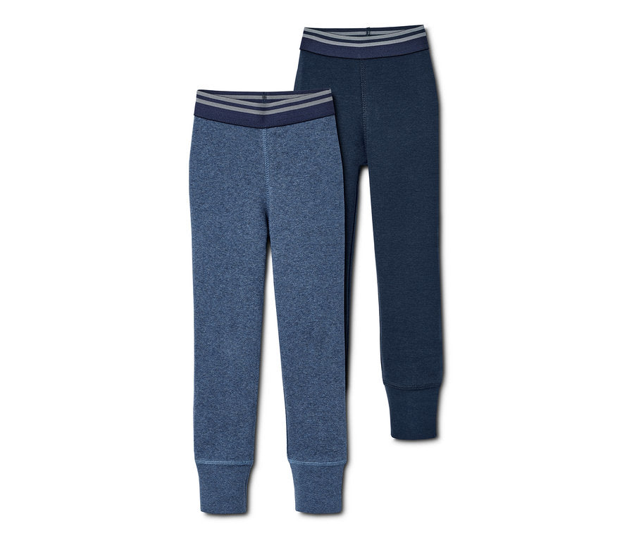 Set of 2 children's elastic cotton leggings, blue 