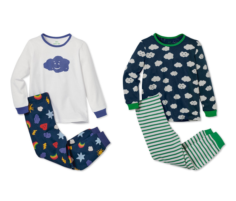 Set of 2 children's long-sleeved T-shirts, blue 