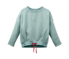 Children's cotton sweatshirt with hood, blue/multicolored 