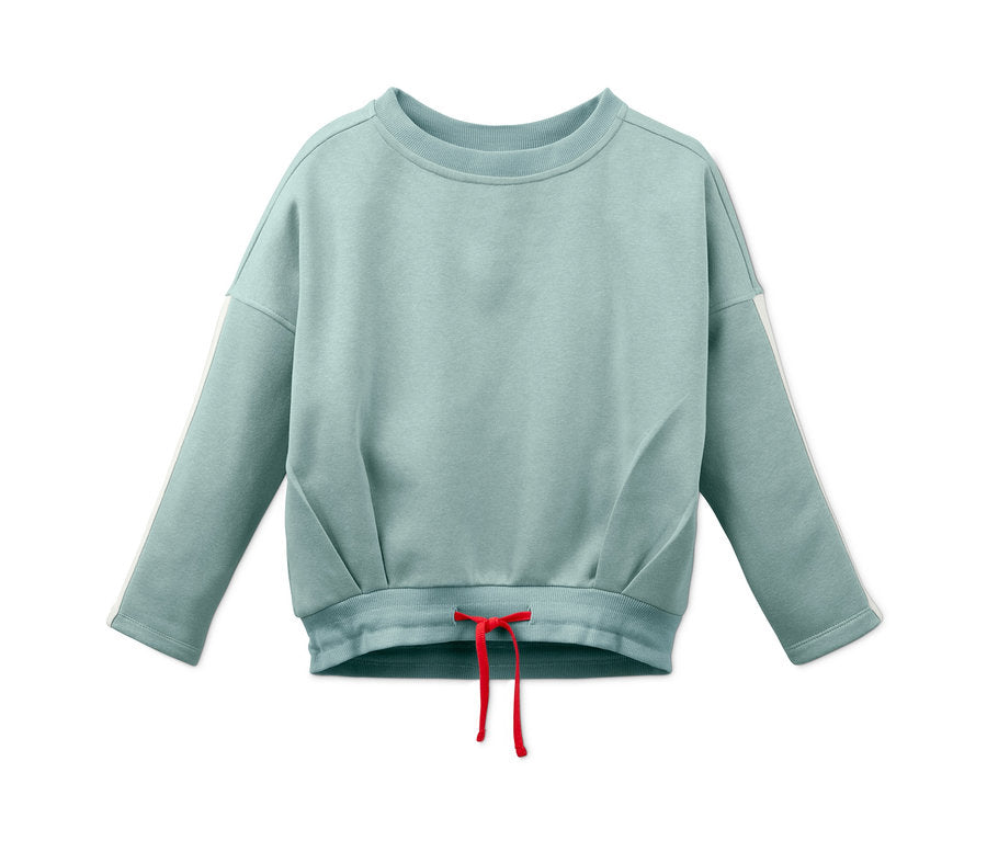 Children's cotton sweatshirt with hood, blue/multicolored 