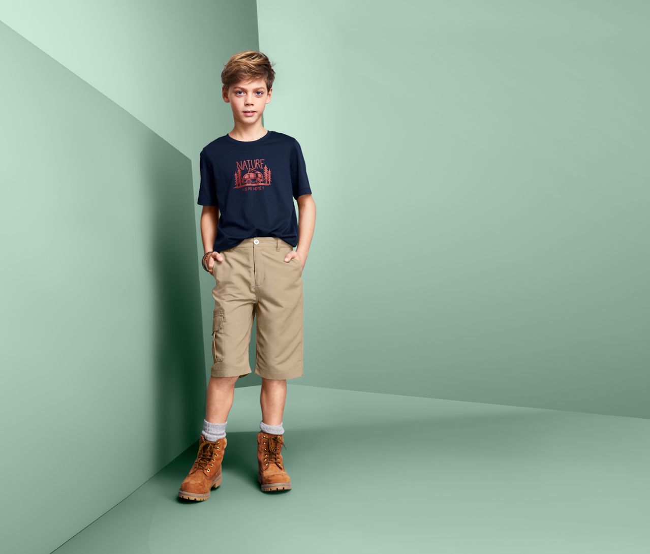 Children's shorts for boys, beige