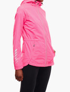 Дамско ветроустойчиво яке за бягане, сигнално розово
