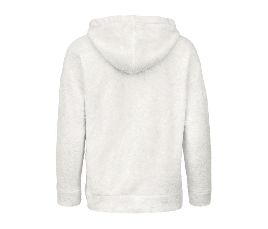 Плюшен уголемен суитчърт с качулка, светло сив