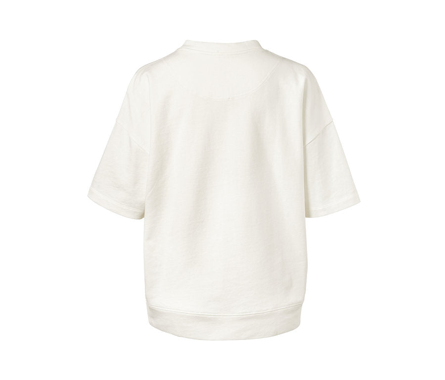 Дамски уголемен памучен суитчърт, бял