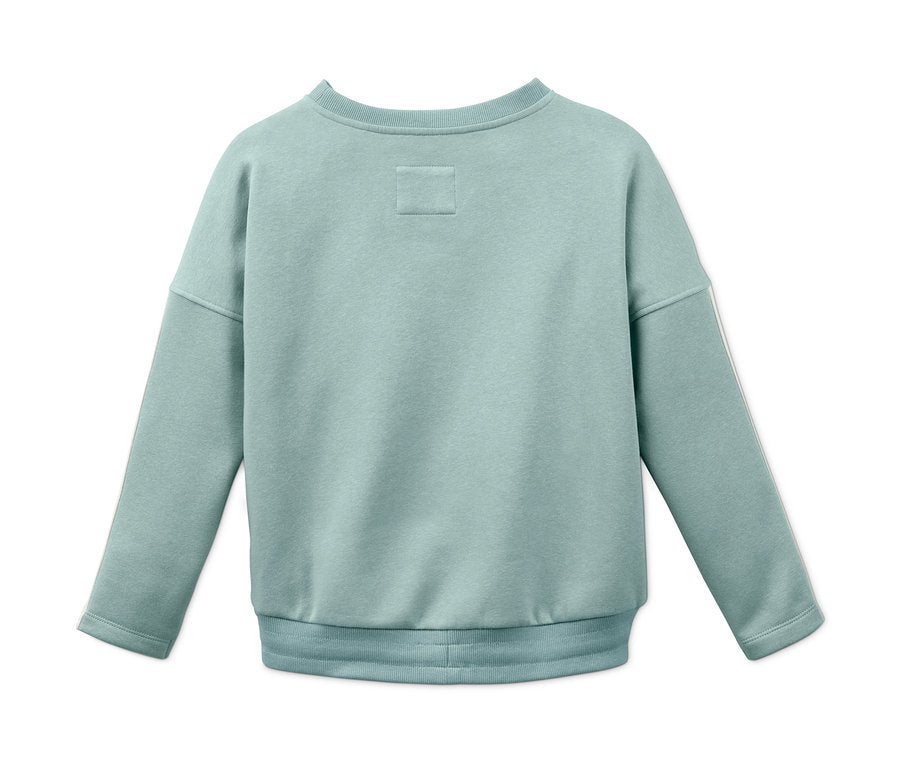 Children's cotton sweatshirt with hood, blue/multicolored 