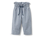 Children's cotton and linen trousers, gray and white check 