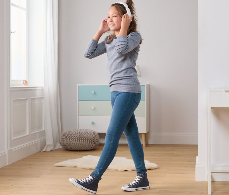 Children's cotton elastic jeans/wedges, light blue 