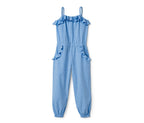 Organic cotton jumpsuit for girls, blue 