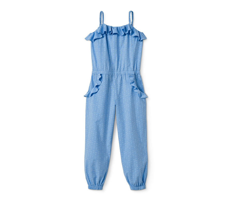 Organic cotton jumpsuit for girls, blue 