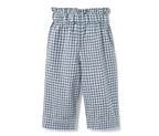 Children's cotton and linen trousers, gray and white check 