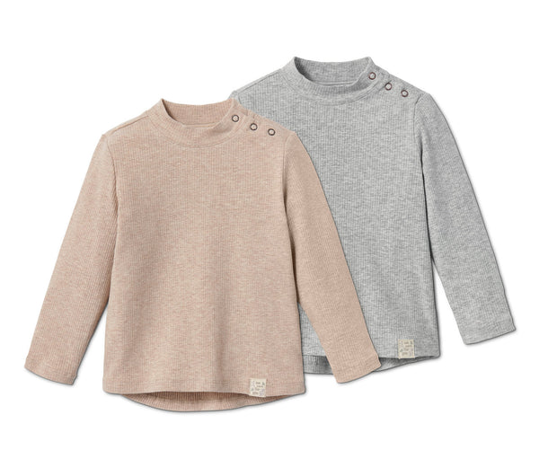 Set of 2 children's long-sleeved T-shirts, blue 