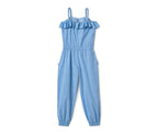 Organic cotton jumpsuit for girls, blue 
