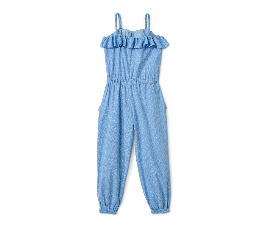 Organic cotton jumpsuit for girls, blue 