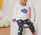 Set of 2 children's long-sleeved T-shirts, blue 
