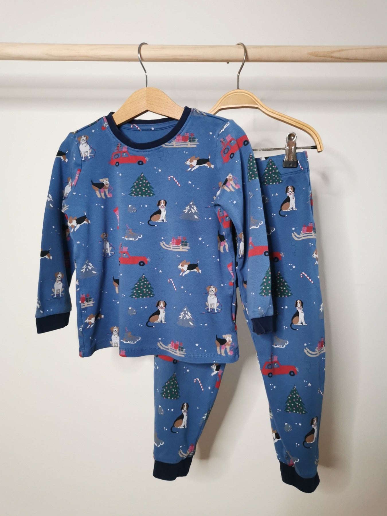 Children's cotton pajamas with Christmas motifs, blue 