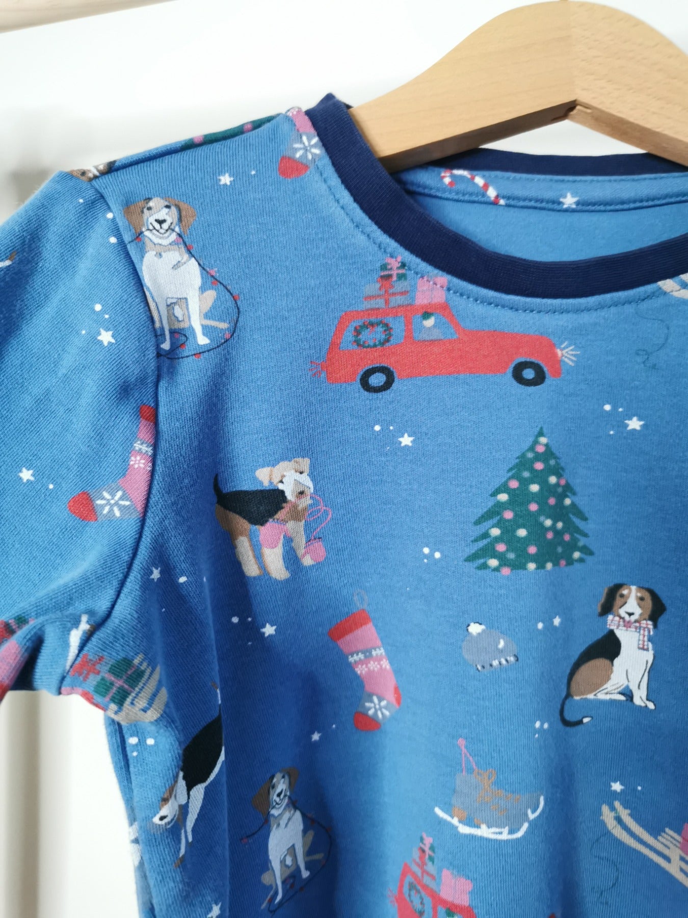 Children's cotton pajamas with Christmas motifs, blue 