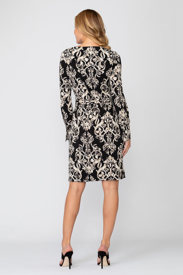 JOSEPH RIBKOFF Women's elastic dress, black with print