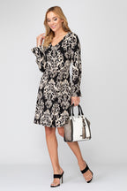 JOSEPH RIBKOFF Women's elastic dress, black with print
