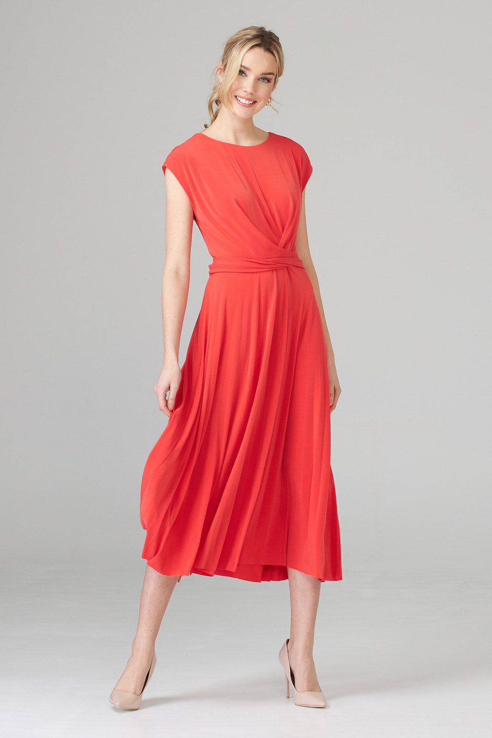 JOSEPH RIBKOFF Summer flared elastic dress, orange