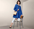 Cotton tunic with embroidery, blue 