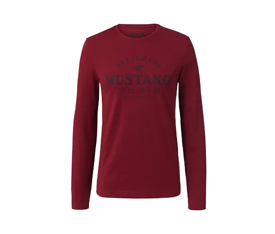 Men's long-sleeved shirt Mustang, burgundy