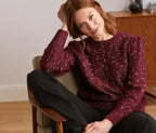 Women's round neck sweater, dark red