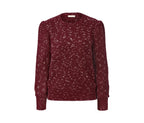 Women's round neck sweater, dark red
