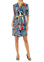 La Martina Spring-Summer Cotton Dress with Geometric Multicolored Motifs