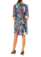 La Martina Spring-Summer Cotton Dress with Geometric Multicolored Motifs