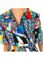 La Martina Spring-Summer Cotton Dress with Geometric Multicolored Motifs