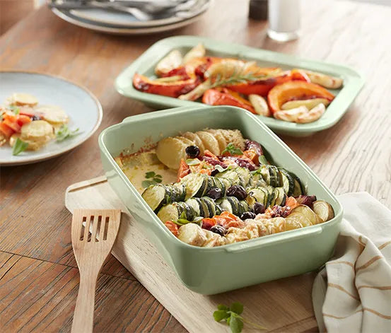 Керамична форма за печене 2 в 1, зелена