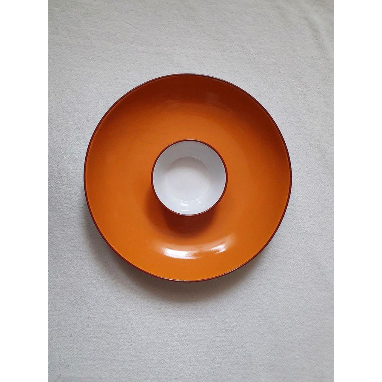 Керамична купа за сервиране със сосиера, оранжева