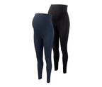 Set of 2 cotton maternity leggings, black and dark blue 