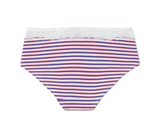 Set of 2 cotton bikinis, striped, white-blue-red 