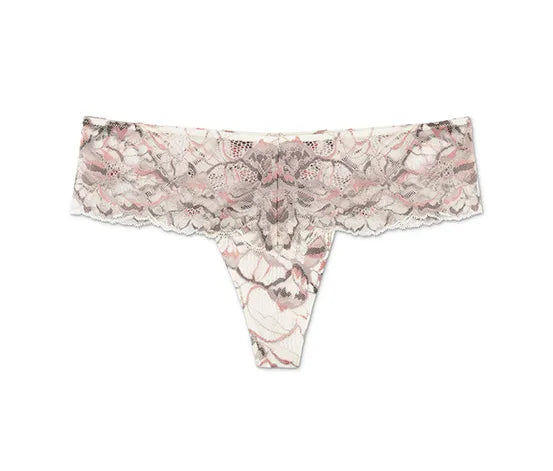 Set of two lace thongs, pink-beige