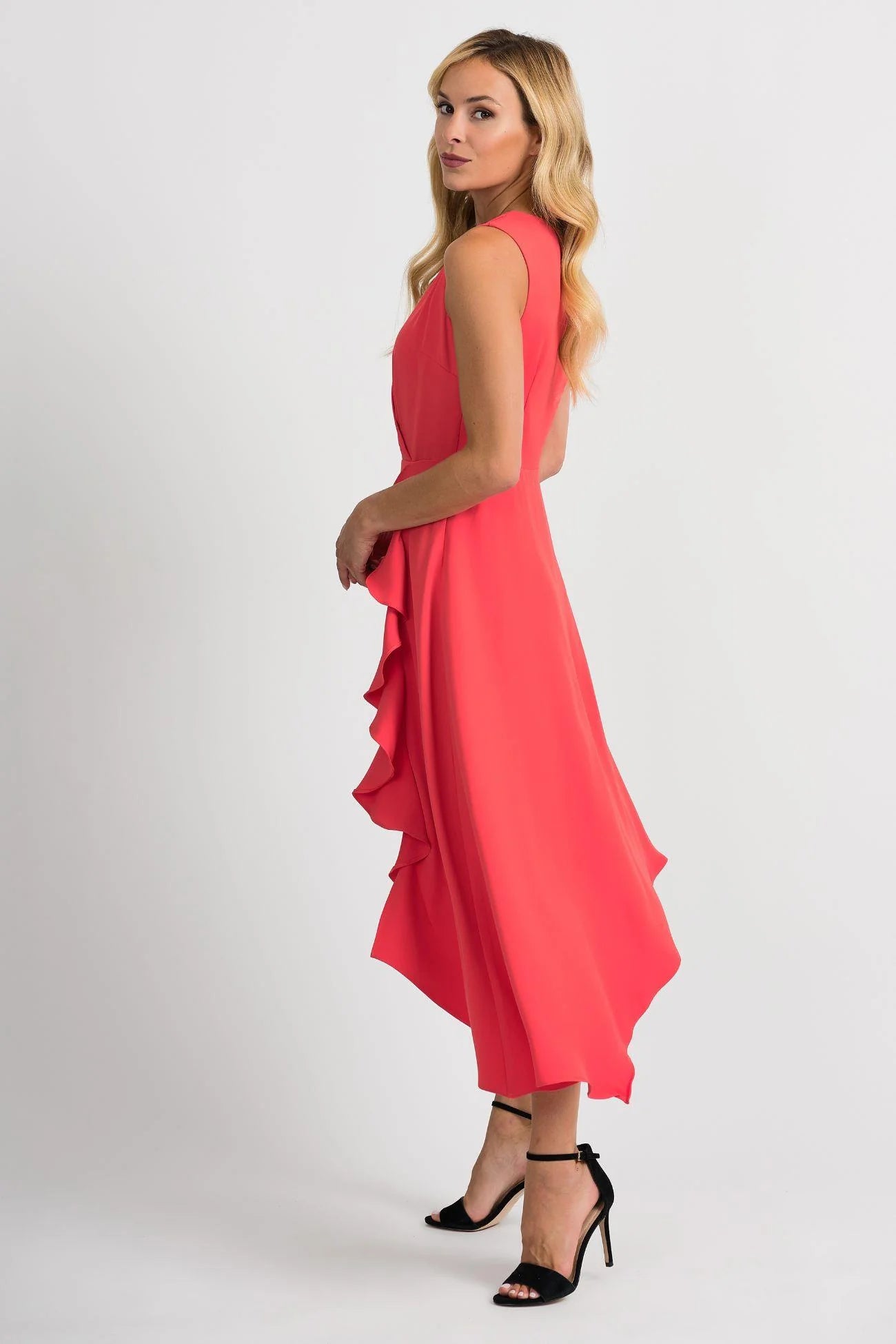 JOSEPH RIBKOFF Asymmetrical dress with ruffles, orange