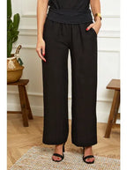 Le Monde Du Lin Women's wide-leg linen trousers, black